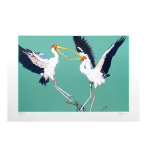 Two Storks, Fran Bull Screenprint, Signed and Numbered in Pencil