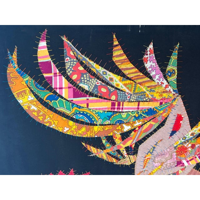 Textile Patchwork representing a rooster Signed Jean Joseph For Sale - Image 7 of 12