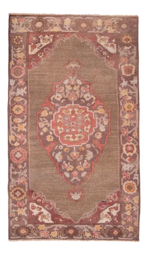 1960s, Handmade Vintage Turkish Karapinar Rug With Central Medallion 5' X 8'6"