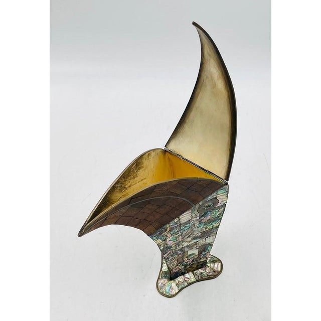 1950s Jeronimo Fuentes Abalone & Wood Inlay Toucan Pitcher, Emilia Castillo Style For Sale - Image 10 of 18