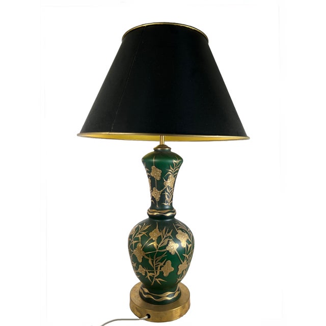 Late 19th Century Green Frosted Glass Lamps - a Pair For Sale - Image 4 of 7