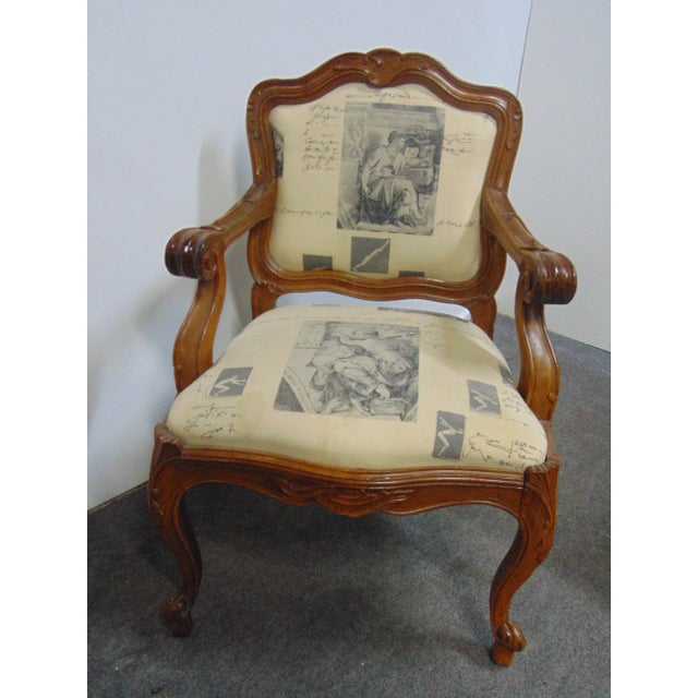 French Louis XV Style Carved Walnut Arm Chair For Sale - Image 3 of 6