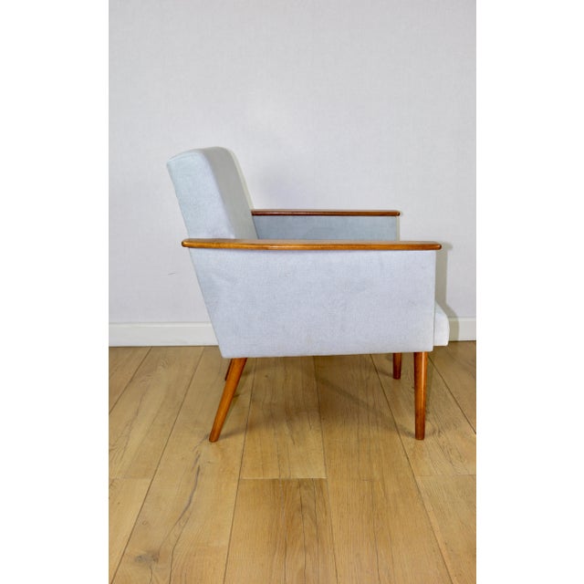 Blue Vintage Art Deco Loft Armchair in Blue Sky, 1970s For Sale - Image 8 of 12