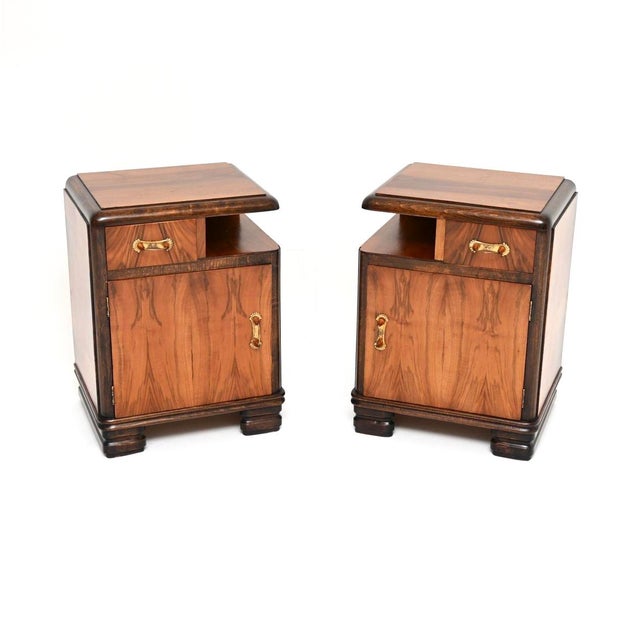 Art Deco Swedish Walnut Bedside Cabinets, 1930, Set of 2 For Sale - Image 11 of 11