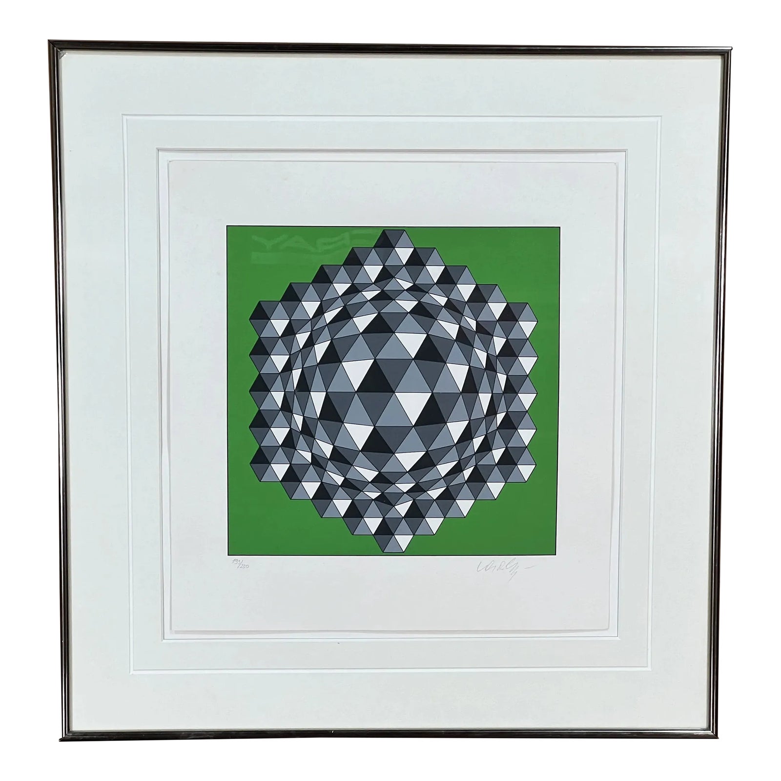 Vintage C.1977 Victor Vasarely Geometric Op Art Serigraph Print 'Hegyez' Pencil SIgned and Numbered