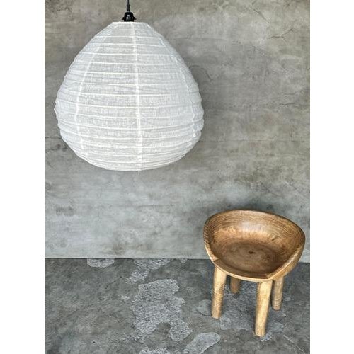 Large Pendant Light in Natural Rattan and Linen in the Shape of a Drop For Sale - Image 3 of 18