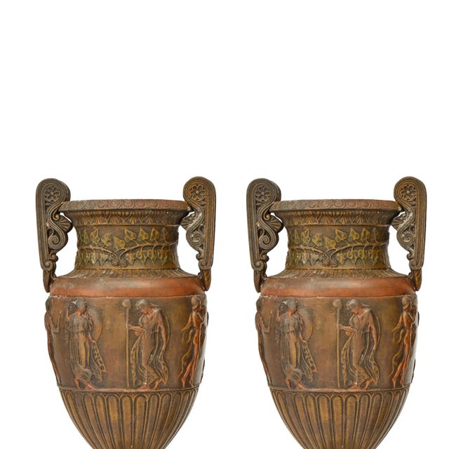 Neoclassical Antique French Neoclassical Patinated Bronze Decorative Urn / Red Marble Base For Sale - Image 3 of 10