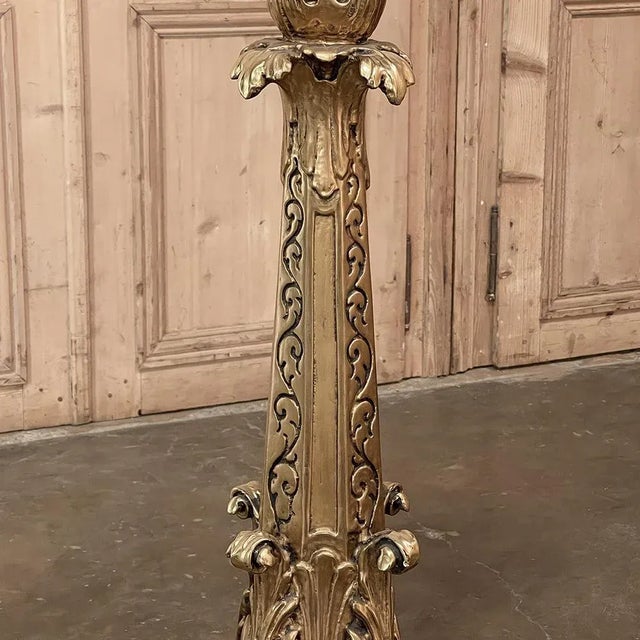 Bronze Antique Italian Baroque Giltwood Pedestal For Sale - Image 8 of 13