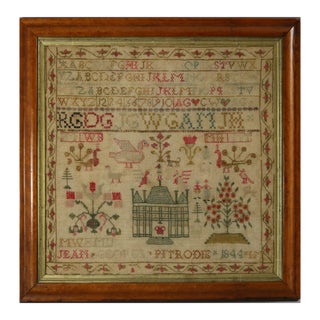 Antique Scottish Sampler, 1844, by Jean George For Sale