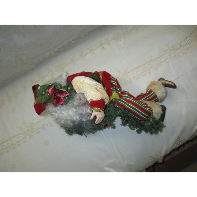 Textile Vintage Victorian Christmas Mantel Santa Poseable With Garland 17" For Sale - Image 7 of 10
