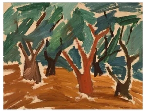 B. Stålfors, Modernist Forest Landscape, Sweden, Oil on Canvas, Framed