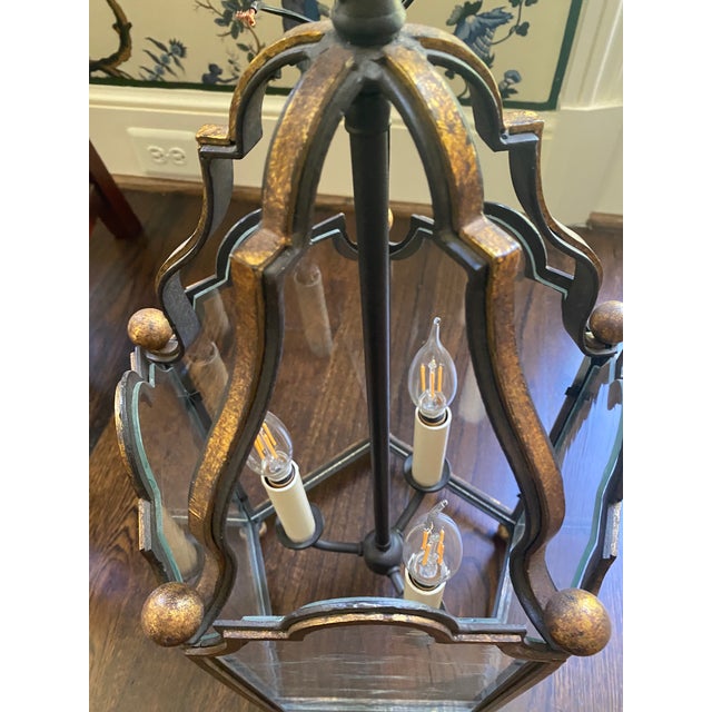 Paul Ferrante Paul Ferrante Iron Chandelier With Gold Leaf For Sale - Image 4 of 11