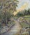 Country Cottage at Sunrise Cottage in the morning on a winding path by an unknown American artist. Circa 1930-40. Image...
