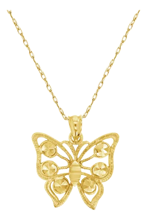 Butterfly Necklace with Ornate Design & Diamond Cuts 16"