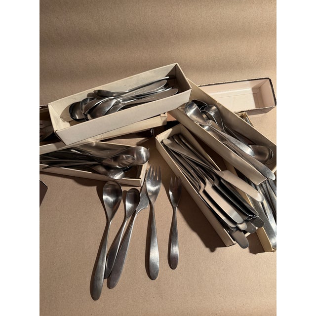 Mid-Century Modern 1960s Danish Style Flatware Set Copen by Supreme Japan Service for 14 Plus For Sale - Image 3 of 7