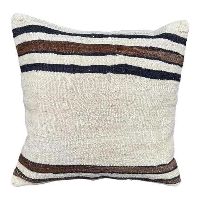 Turkish Hemp Pillow Cushion Natural Beige Brown Cushion Cover 20"x20" For Sale