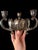 Hollywood Regency Vintage Leonard Silver Plate Lotus Candelabra With Removable Flower Frog For Sale - Image 3 of 6