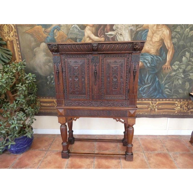 Antique English Country Oak Cupboard on Stand, 1730 For Sale - Image 3 of 18