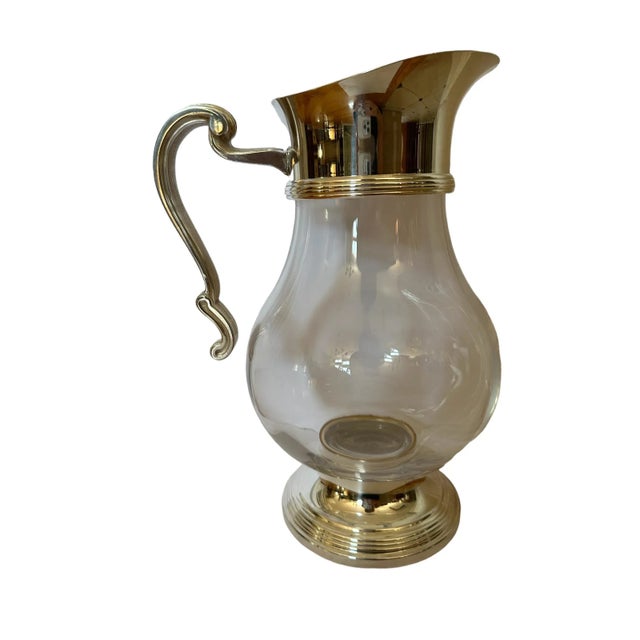 Art Deco Vintage Christofle Crystal and Silverplate Water Pitcher With Box For Sale - Image 3 of 9