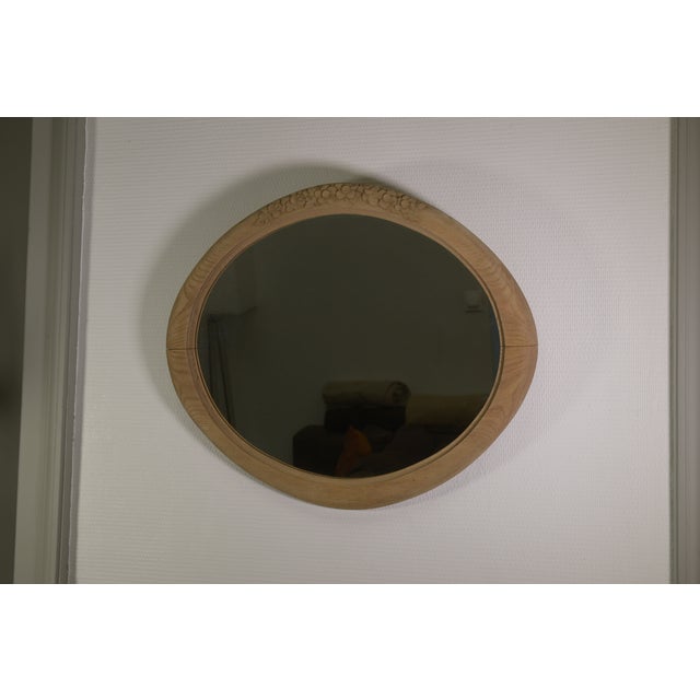 1930s Art Deco Oval Oak Mirror, 1930s For Sale - Image 5 of 11