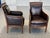 French Empire Armchairs in Brown Vegan Leather & Silk Velvet - A Pair For Sale - Image 4 of 18