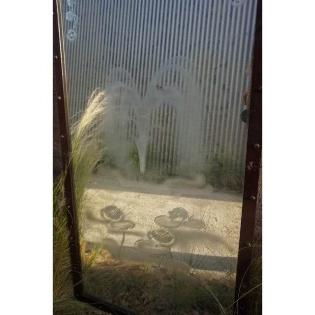 19th Century Belle Époque French Etched Mirror with Fountian, Water Lilies and Dove Motif For Sale - Image 5 of 10