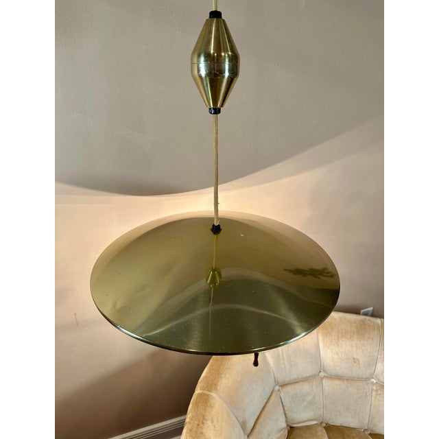 Mid Century Flying Saucer Pull Down Lamp For Sale - Image 9 of 12