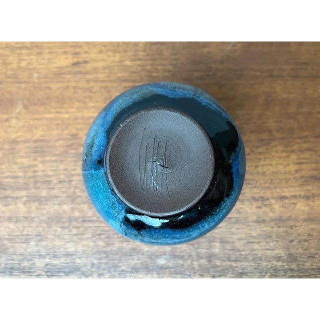 Blue Mid-Century Small German Studio Pottery Vase by Janne Reckert-Cordua, 1960s For Sale - Image 8 of 12