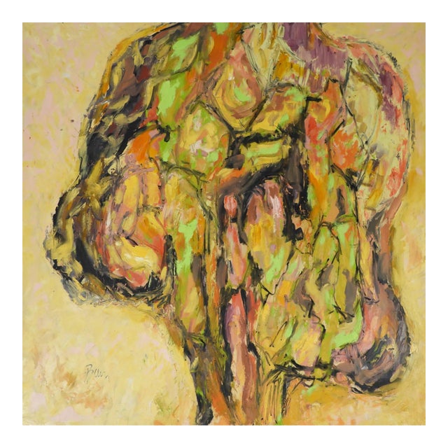 Contemporary Expressionist Pink and Green Painting of Tree For Sale