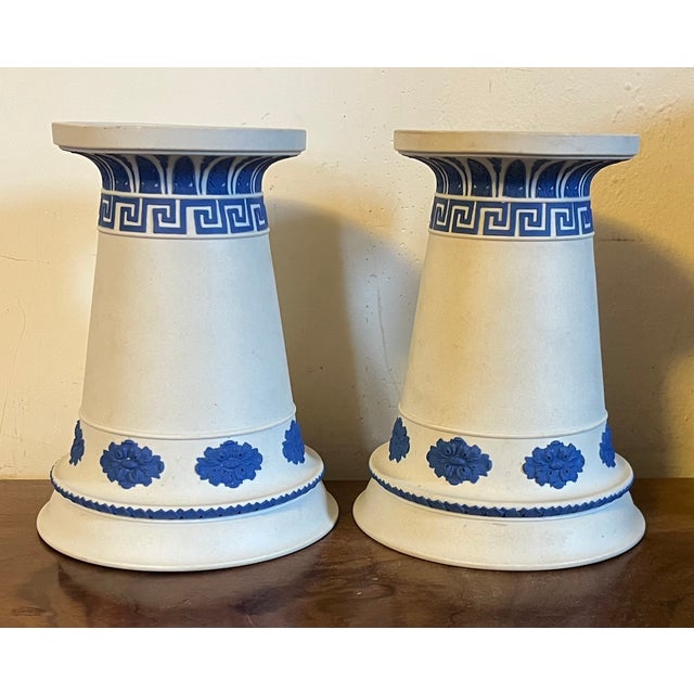 Ceramic English Regency Wedgwood Smear Glaze Jasperware Vases or Urns Circa 1820 - A Pair For Sale - Image 7 of 17