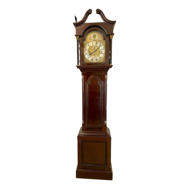 Antique Victorian Mahogany Eight Bell Musical Grandfather Clock by Winsor Bishop Norwich, 1880 For Sale