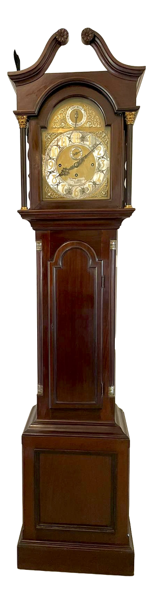 Antique Victorian Mahogany Eight Bell Musical Grandfather Clock by Winsor Bishop Norwich, 1880