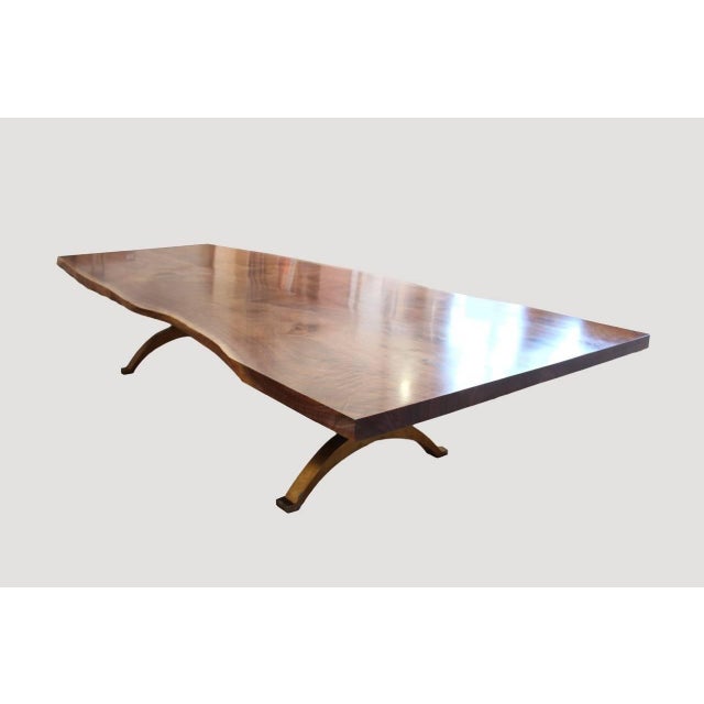 Modern Andrianna Shamaris Walnut Dining Table with Bronze Legs For Sale - Image 3 of 5