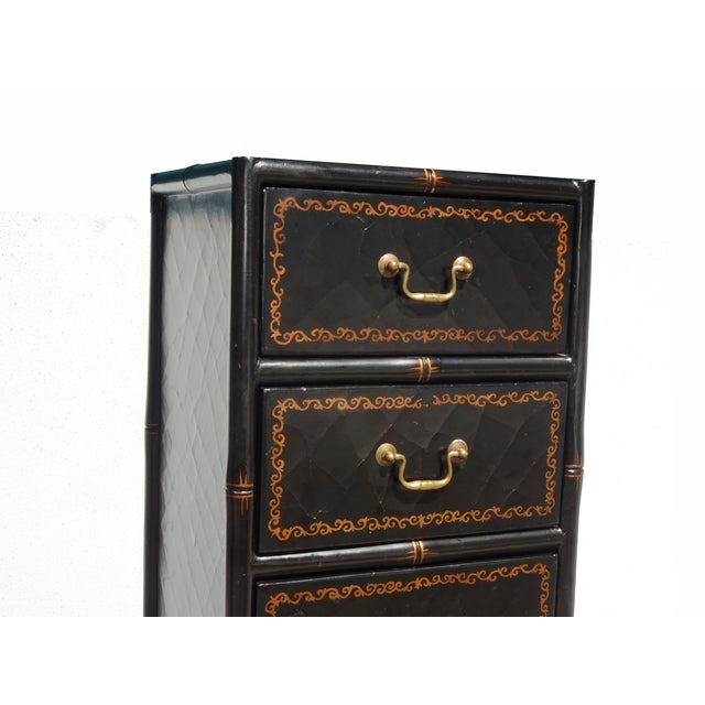 Vintage Black Tall Chest of Drawers Chinese Ebonized Lingerie Dresser For Sale - Image 4 of 15
