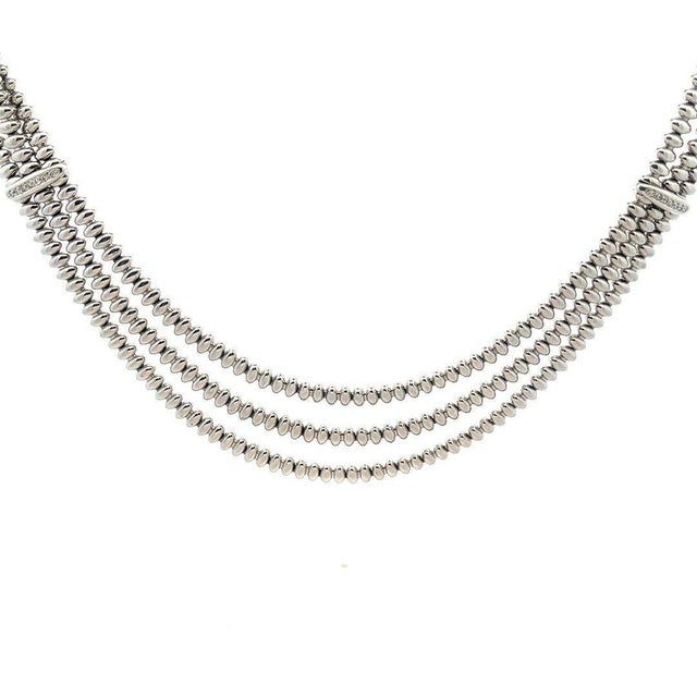 Late 20th Century Chiampesan Diamond 18k Gold Necklace White Triple Row Collar Style For Sale - Image 5 of 6