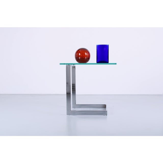 Postmodern Cantilever Side Table in Chrome and Glass from Gebra, 1980s For Sale - Image 4 of 13