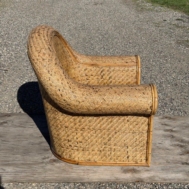 Late 20th Century Ralph Lauren Attributed Wicker Rattan Lounge Chair For Sale - Image 9 of 11