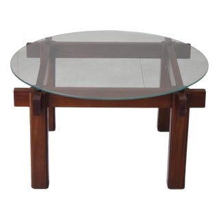 Mid-Century Modern Coffee Table in Glass and Teak, 1960s For Sale