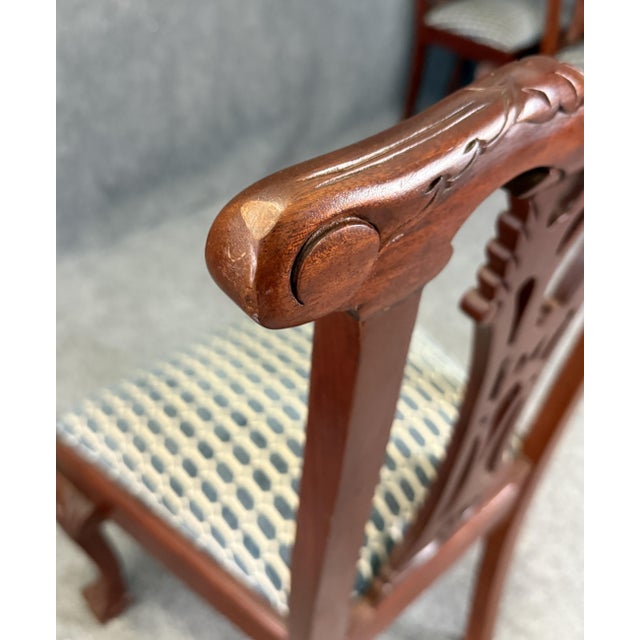 Late 20th Century Set of 8 Carved Mahogany Chippendale-Style Dining Chairs For Sale - Image 10 of 13