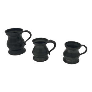 Mid 19th Century Early Pewter Graduated Measures - Set of 3