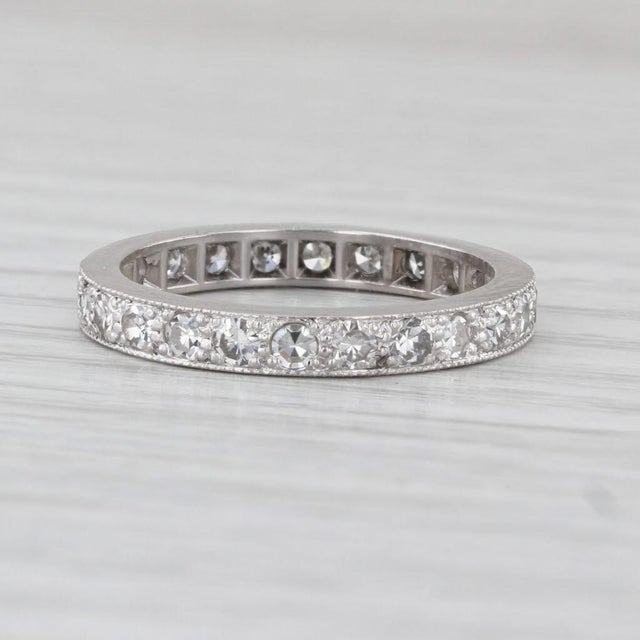 Modern Vintage 0.70ctw Diamond Eternity Band 900 Platinum Wedding Ring Annivesary, Size 6.75 For Sale - Image 3 of 7