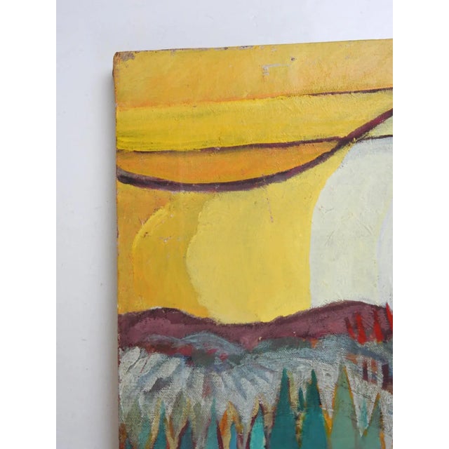 Vintage Modernist Horses in Landscape Painting For Sale - Image 4 of 8