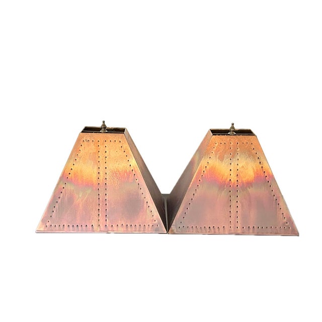 Andrew Wender Studio Pottery Raku Totem Lamps With Custom Copper Shades, Signed - A Pair For Sale - Image 9 of 18