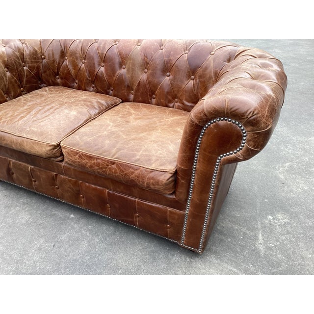 Fabulous Pair of French Leather Chesterfield Sofas For Sale - Image 10 of 12