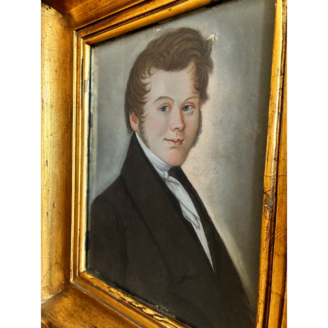 Portraiture Antique Portrait Pastel Painting of a Gentleman, C. 1830 For Sale - Image 3 of 10