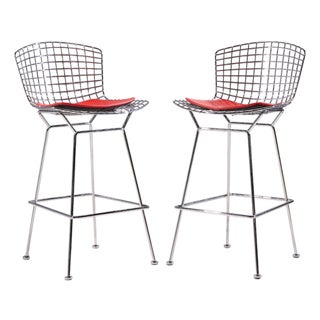 Harry Bertoia for Knoll Mid Century Chrome Bar Stools - Pair For Sale