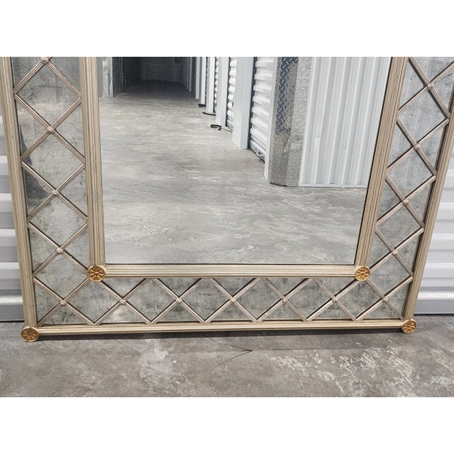 2000 - 2009 Drexel Heritage Siver and Gilt Eglomise Antiqued Mirror For Sale - Image 5 of 12