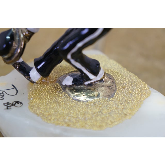 1984 Ron Lee Signed 24k Gold Dancing Polka Dot Clown Sculpture Onyx 4" For Sale - Image 13 of 13