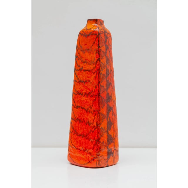 Large Orange Floor Vase from Ceramica Artistica Torviscosa, Italy, 1960s For Sale - Image 4 of 8