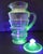 Antique Art Deco Dunbar Green URANIUM Glass Pitcher 6 Tumblers Large 8pc Set A beautiful hard-to-find antique green...